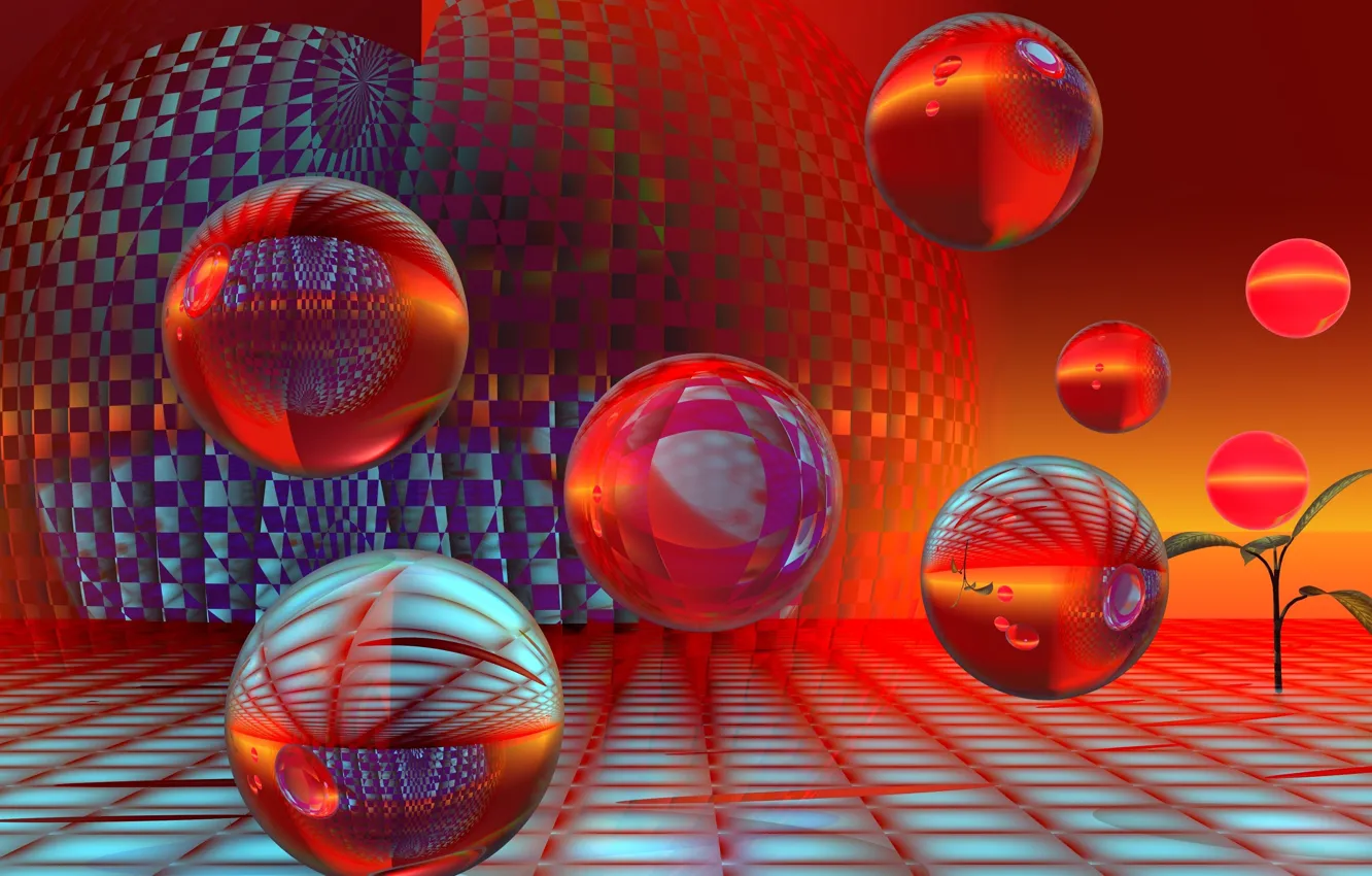 Photo wallpaper Balls, Background, Red