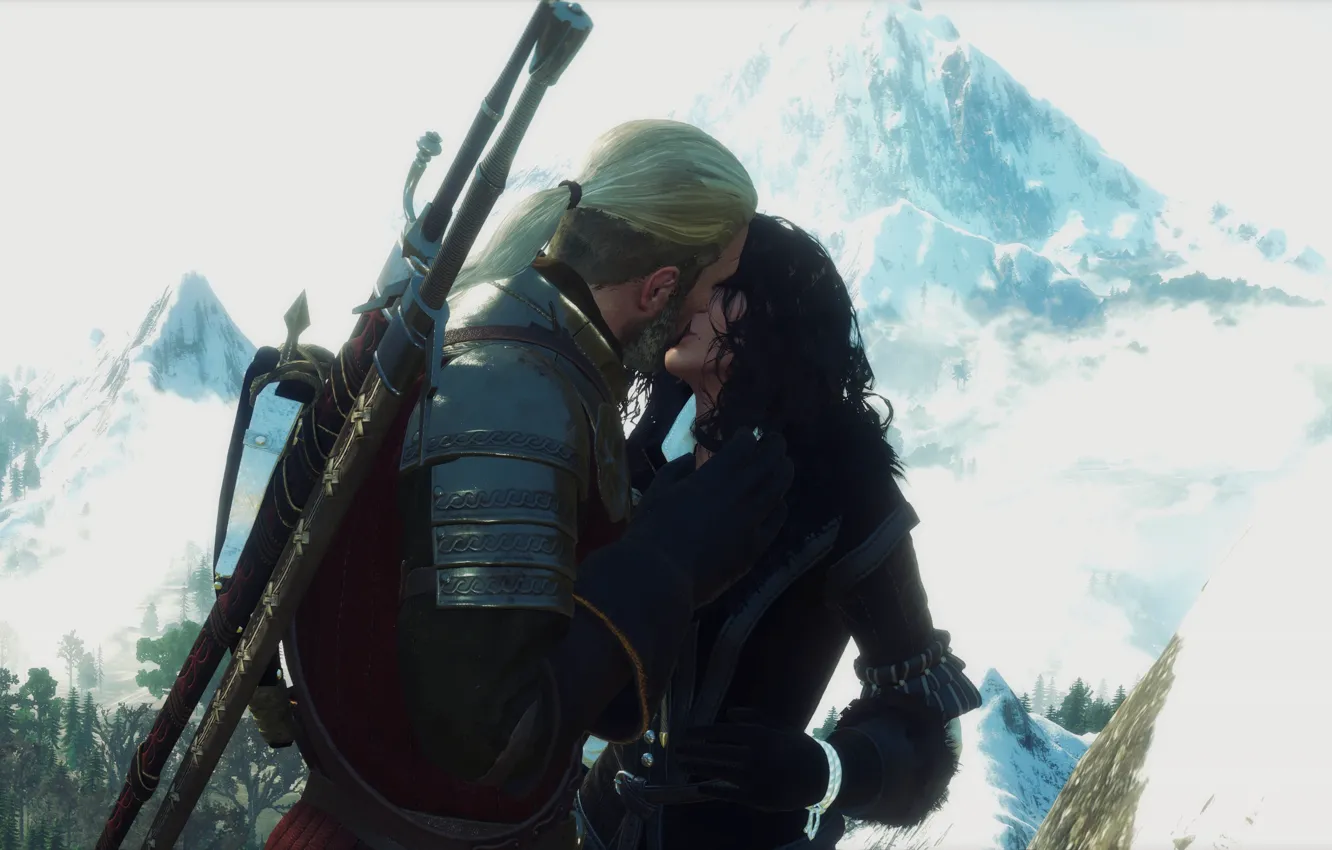 Photo wallpaper kiss, The Witcher, The Witcher 3, Geralt, Yennefer, My Beautiful Love