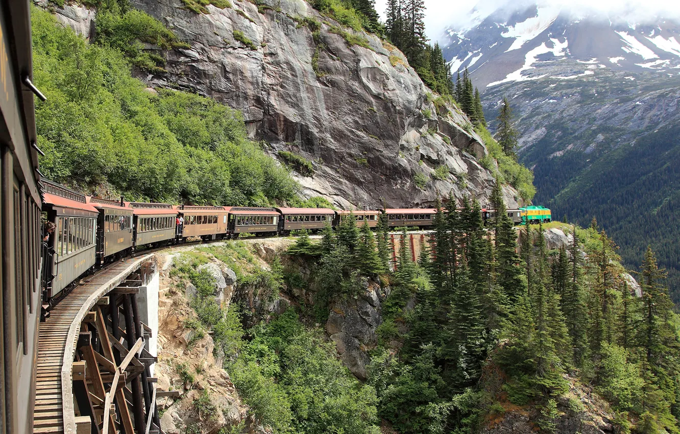 Photo wallpaper forest, alaska, mountain, skagway, white pass railroad