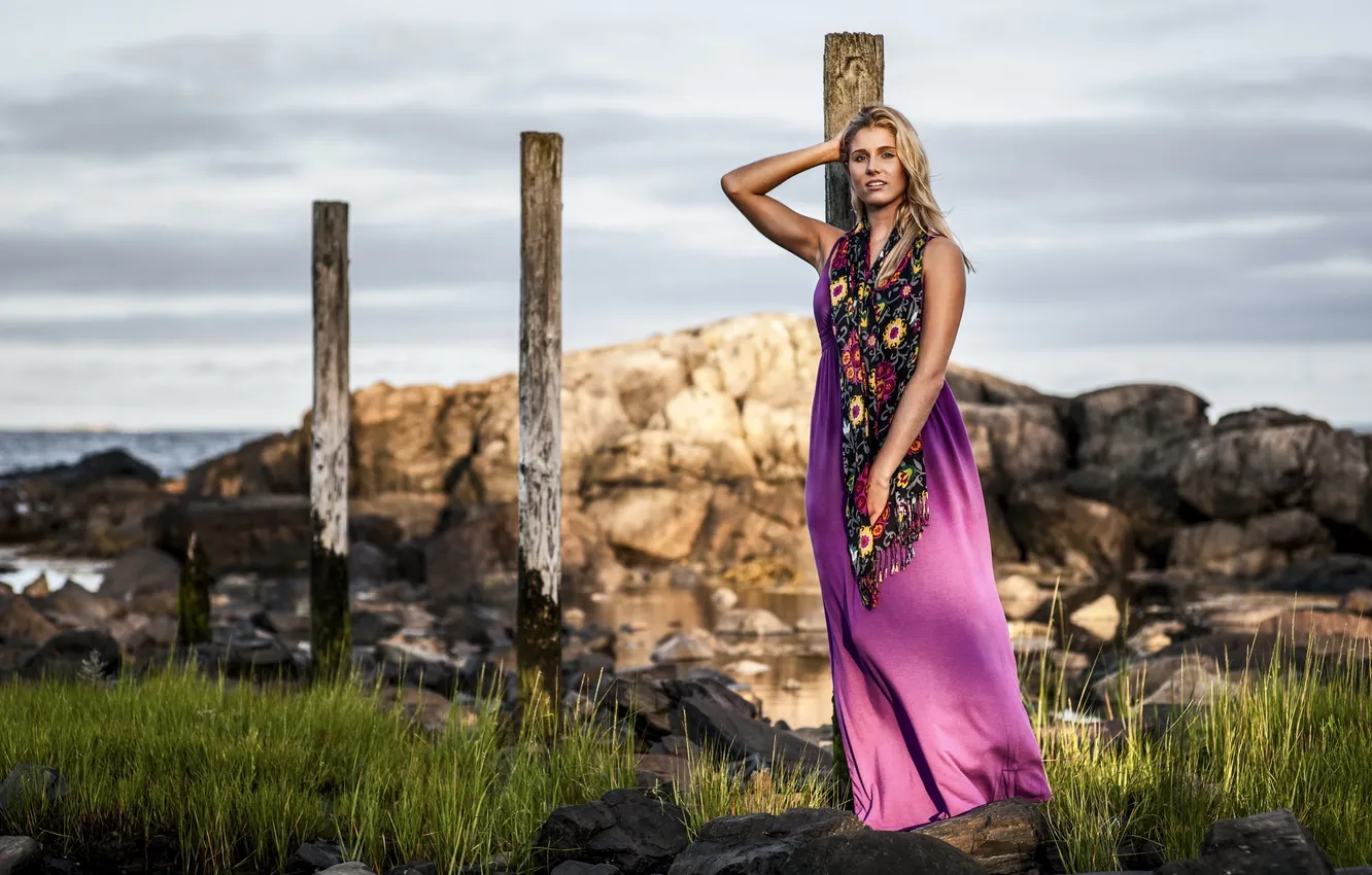 Photo wallpaper sea, girl, background