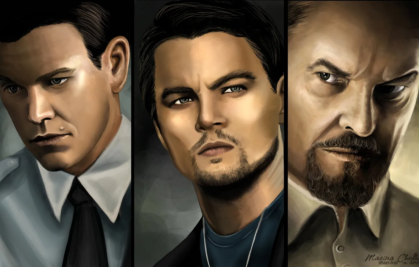 Photo wallpaper Jack Nicholson, Matt Damon, Leonardo DiCaprio, The Departed, renegade