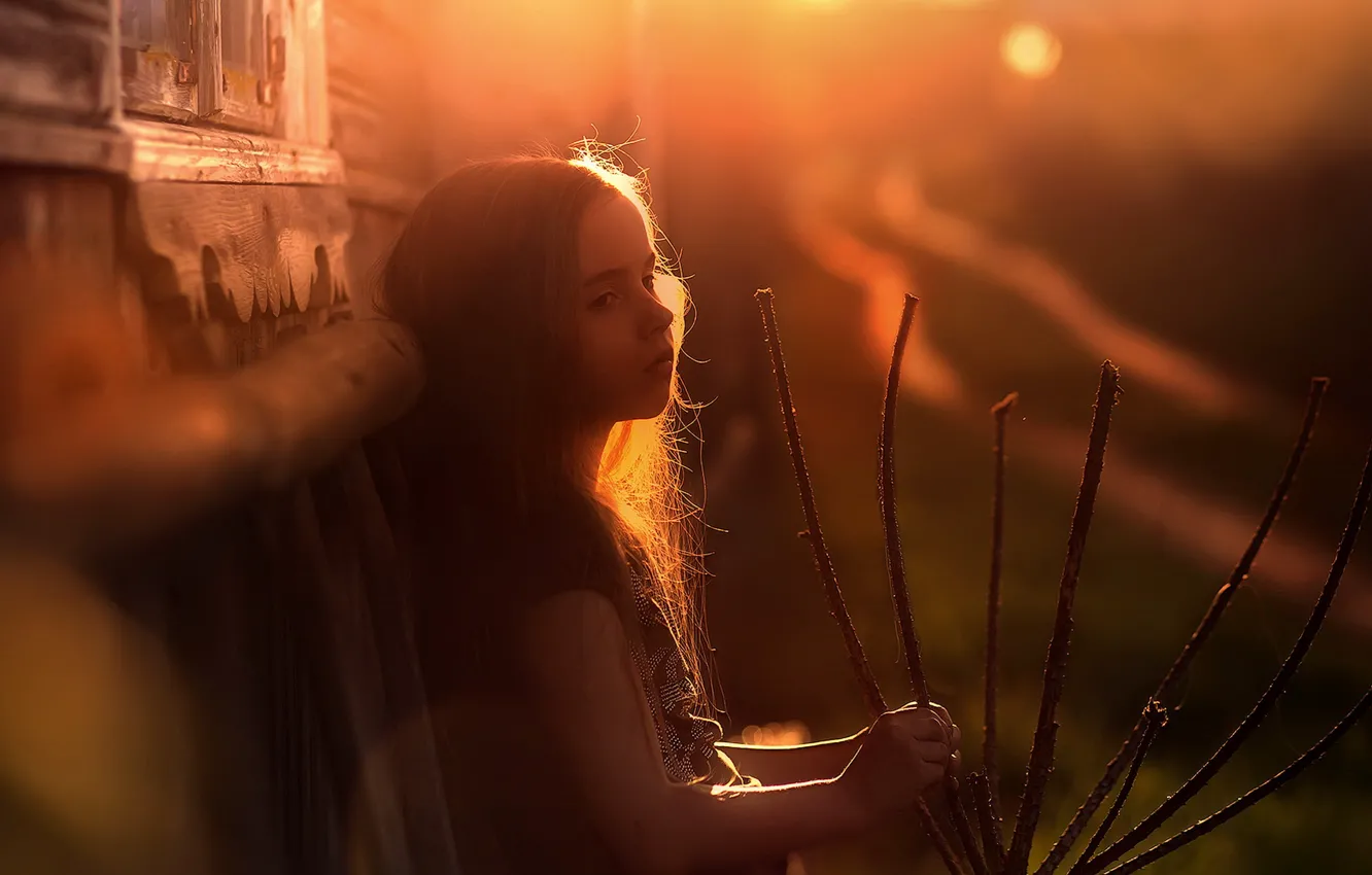 Photo wallpaper light, home, the evening, girl