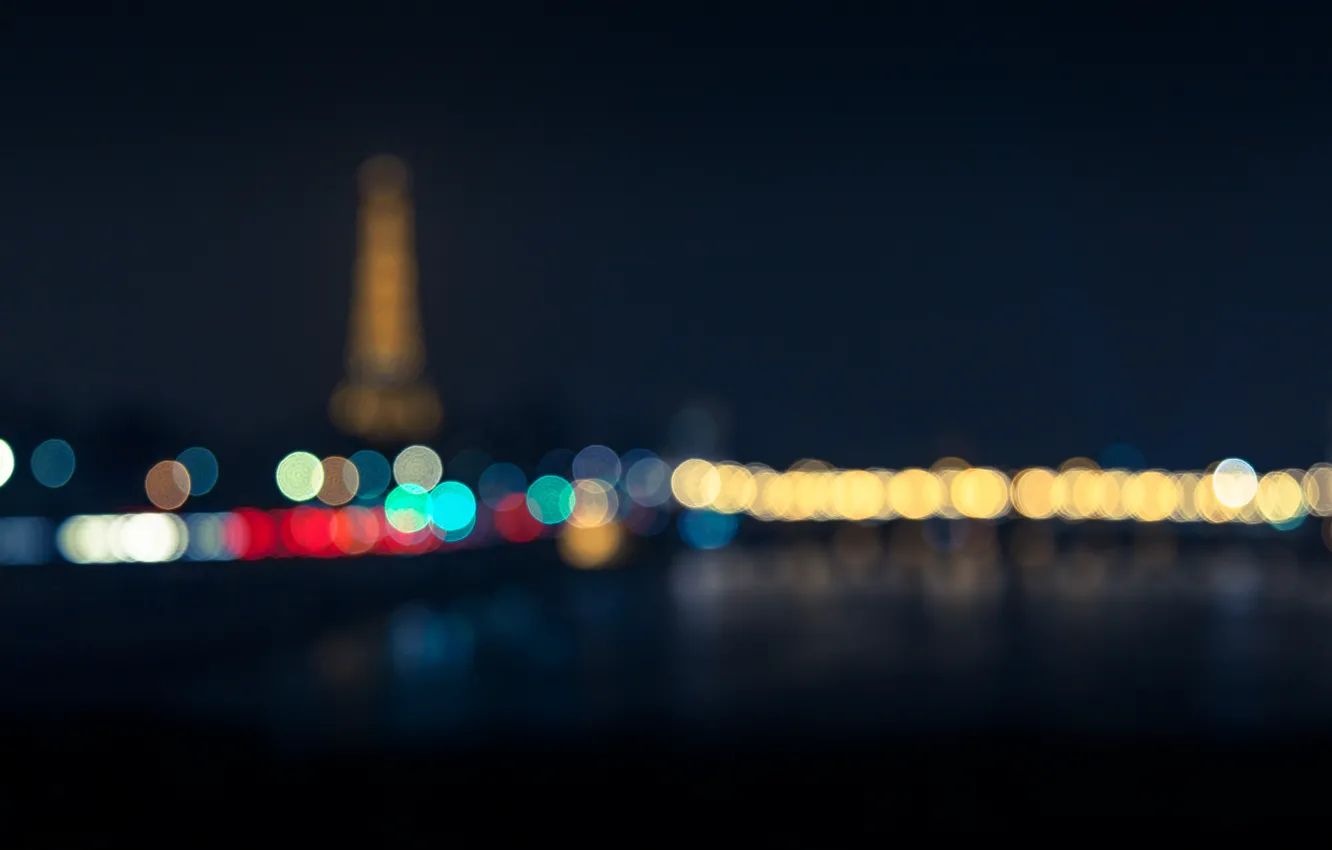 Photo wallpaper lights, Paris, Eiffel tower, bokeh
