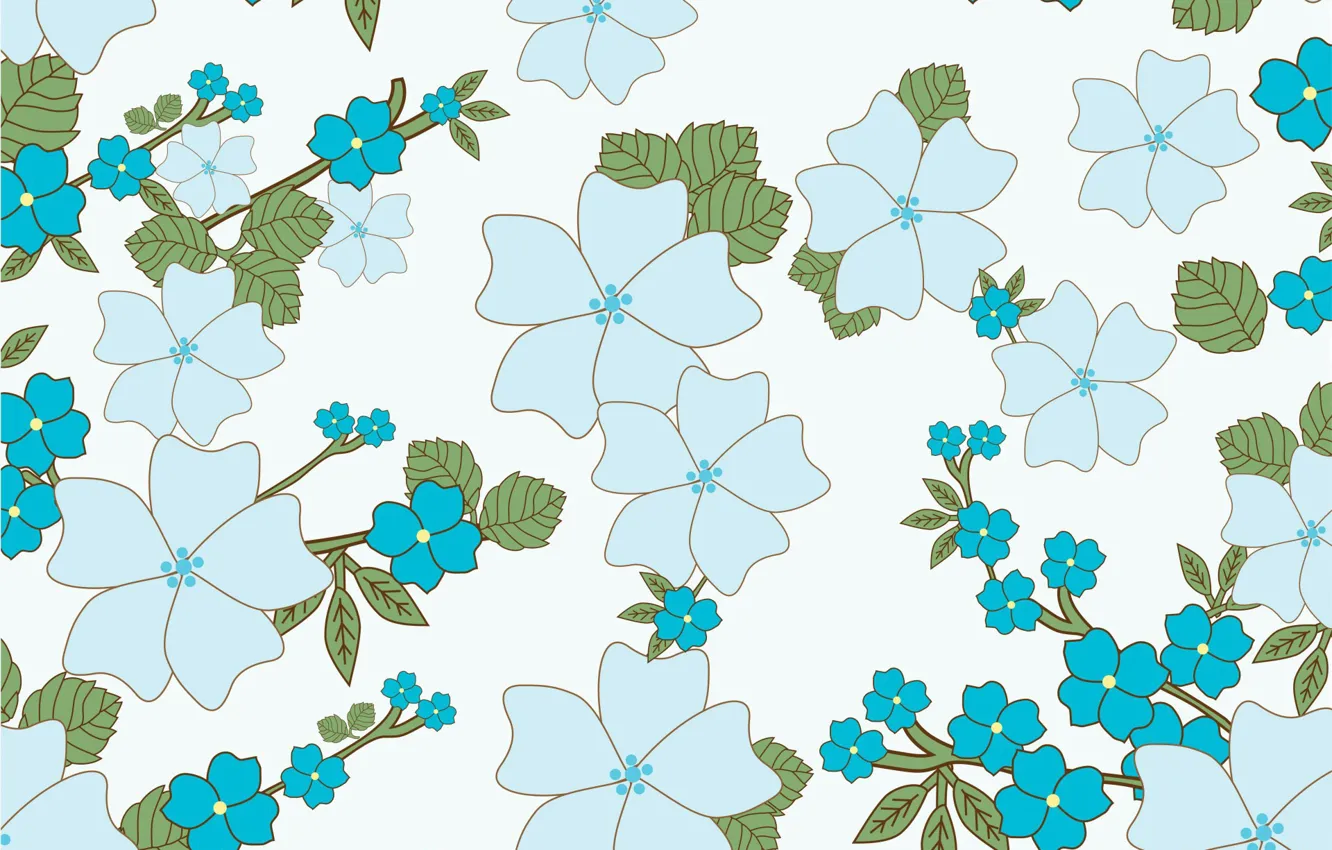 Photo wallpaper white, flowers, background, blue