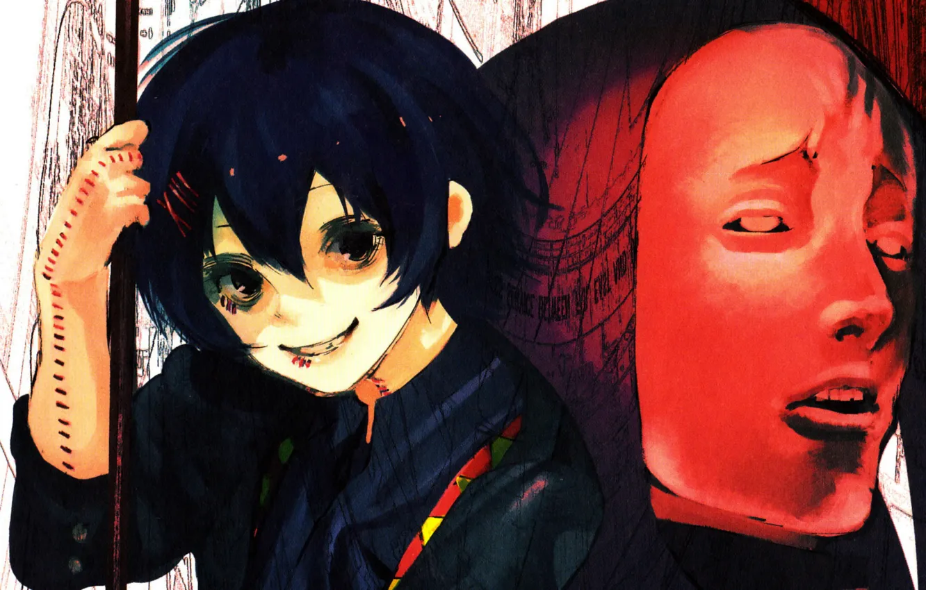 Photo wallpaper cuts, scar, grin, Tokyo Ghoul, Juuzou Suzuya, Red Mask