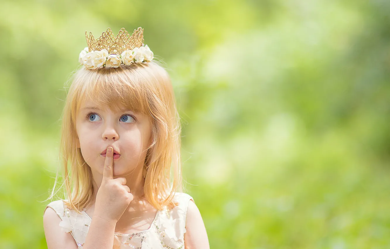 Photo wallpaper children, crown, blonde, girl, Princess