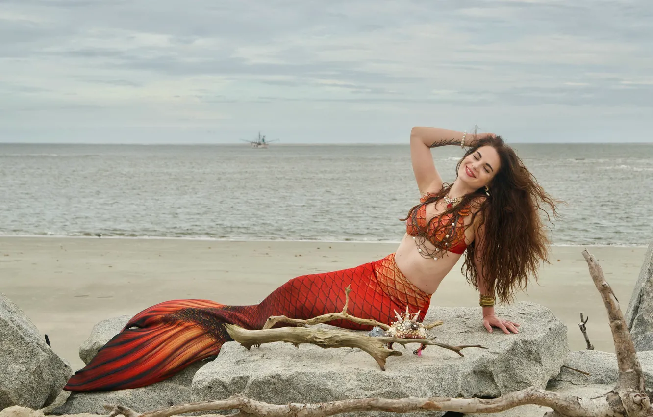 Photo wallpaper sea, shore, mermaid
