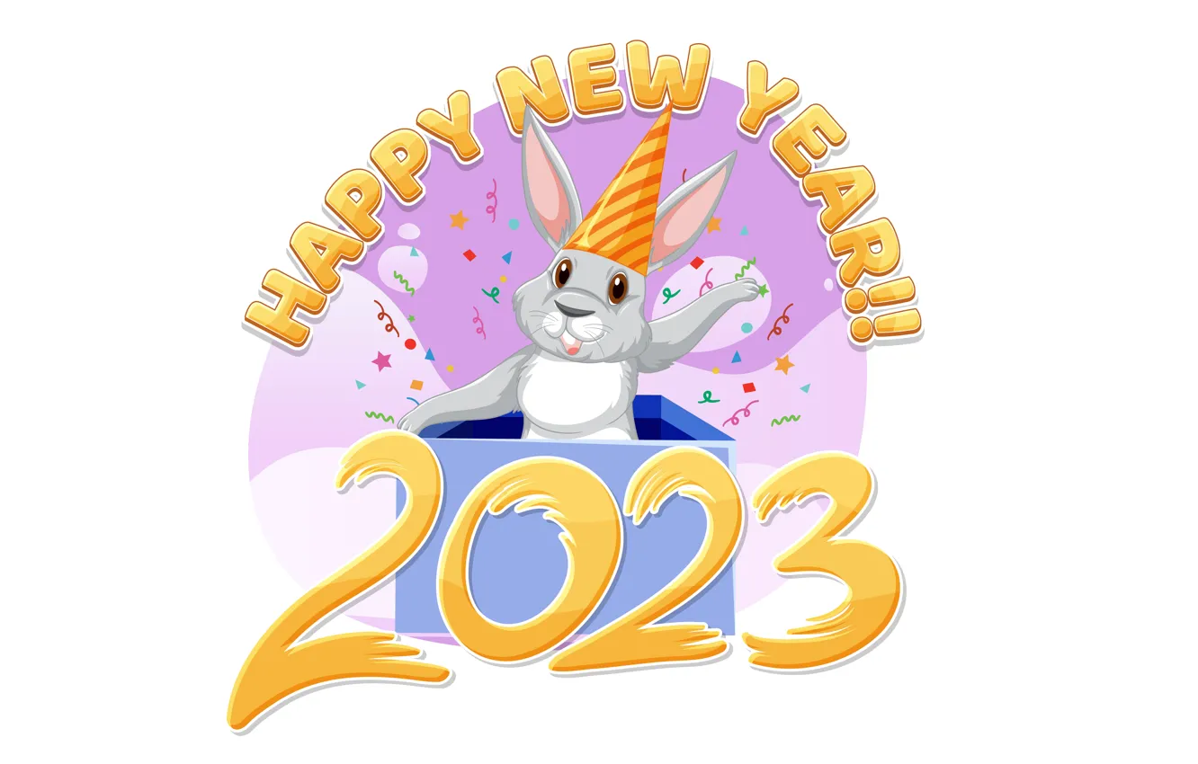 Photo wallpaper pose, grey, box, the inscription, figure, graphics, new year, hare