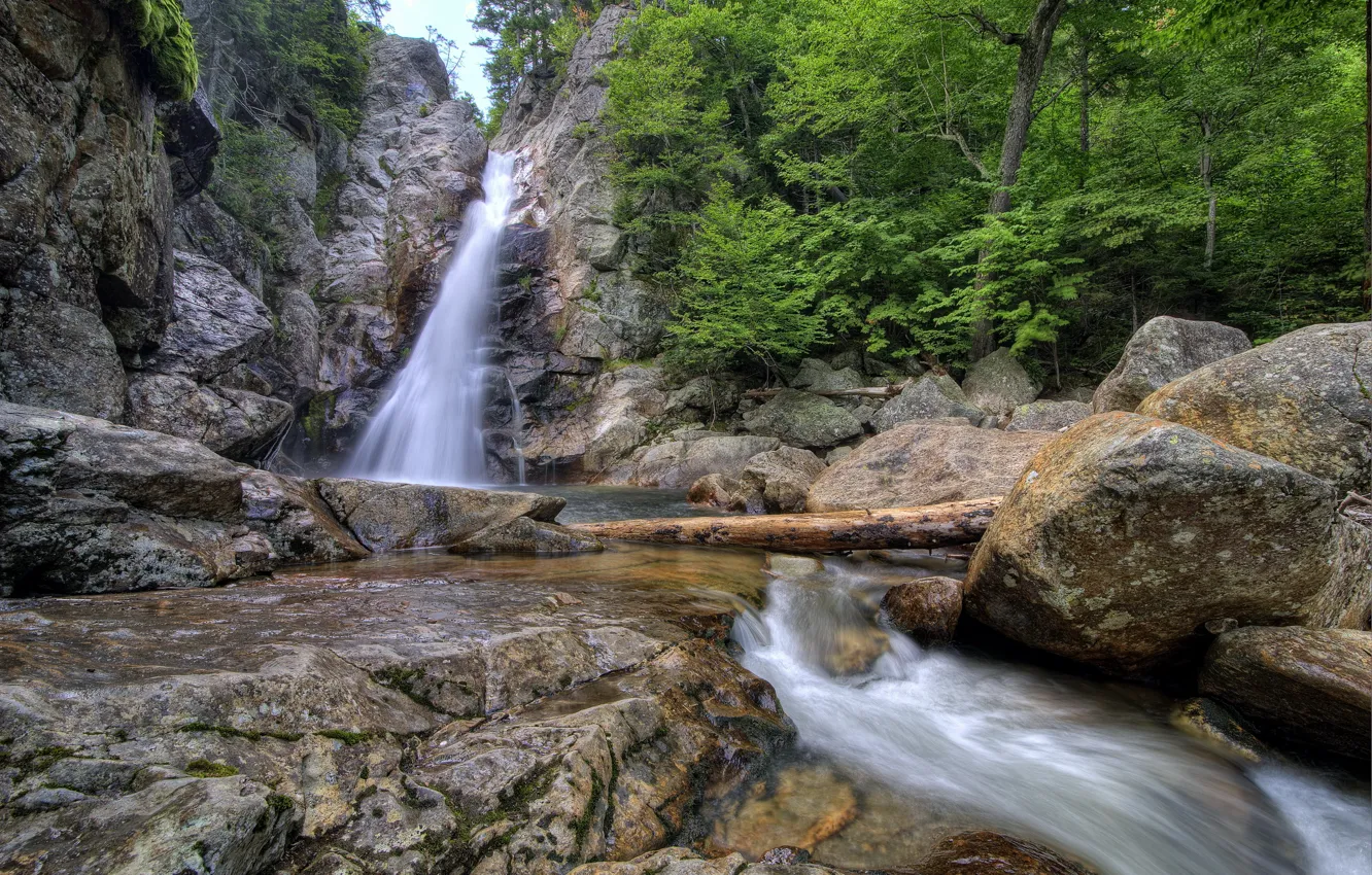 Photo wallpaper nature, stones, waterfall, USA, Glen Ellis, New Hampshire