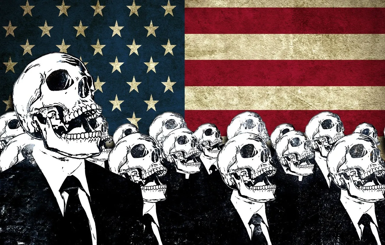 Photo wallpaper skull, flag, costume, America
