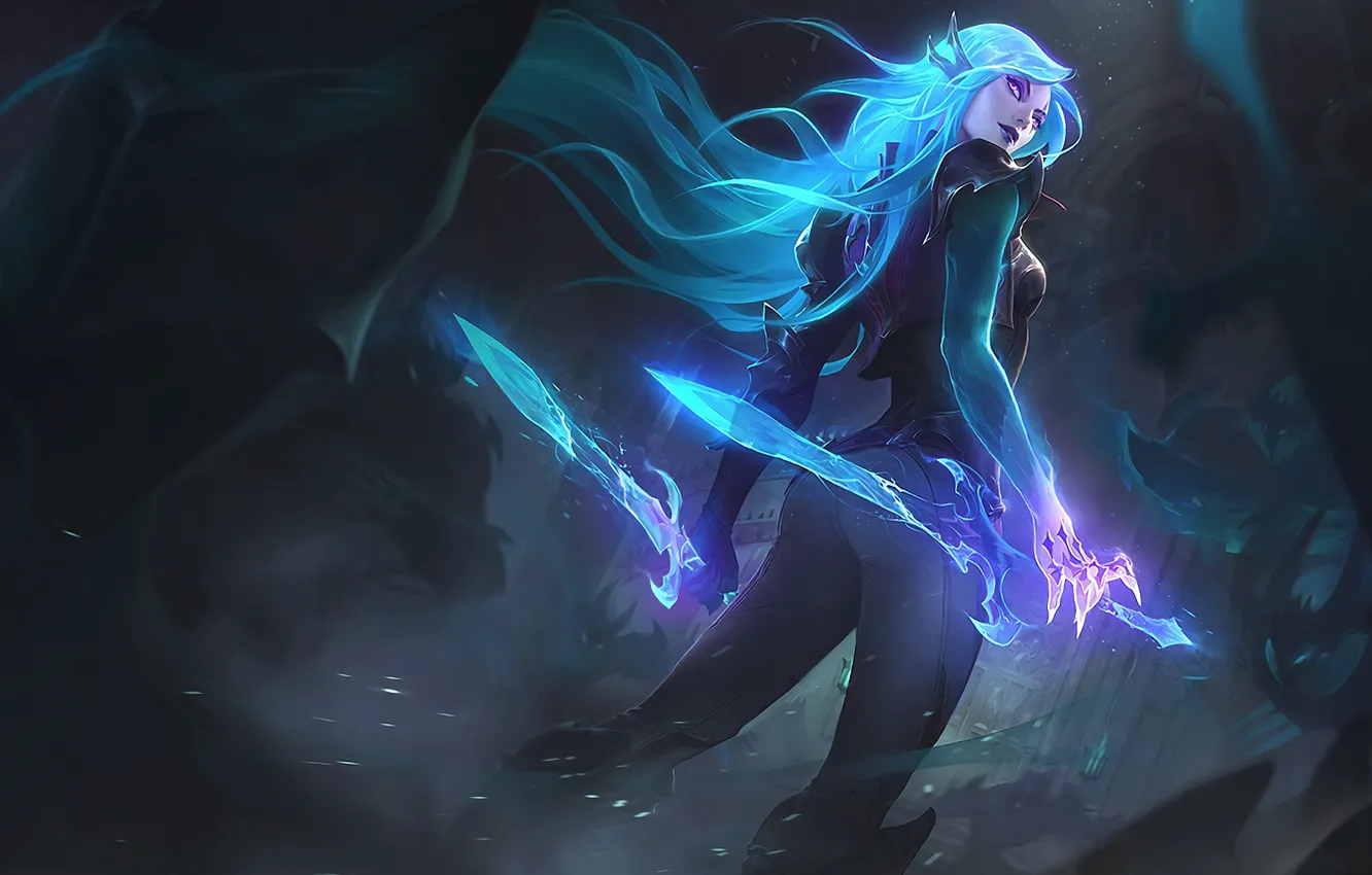 Photo wallpaper art, blade, splash, League of Legends, Katarina, artwork, LoL, League Of Legends