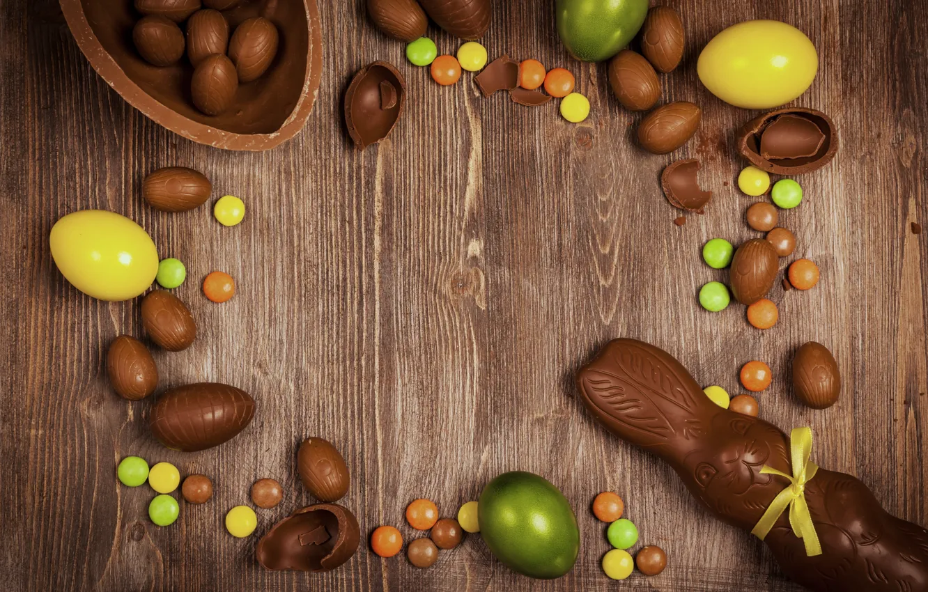 Photo wallpaper chocolate, eggs, Easter, chocolate, Easter, eggs, decoration, Happy