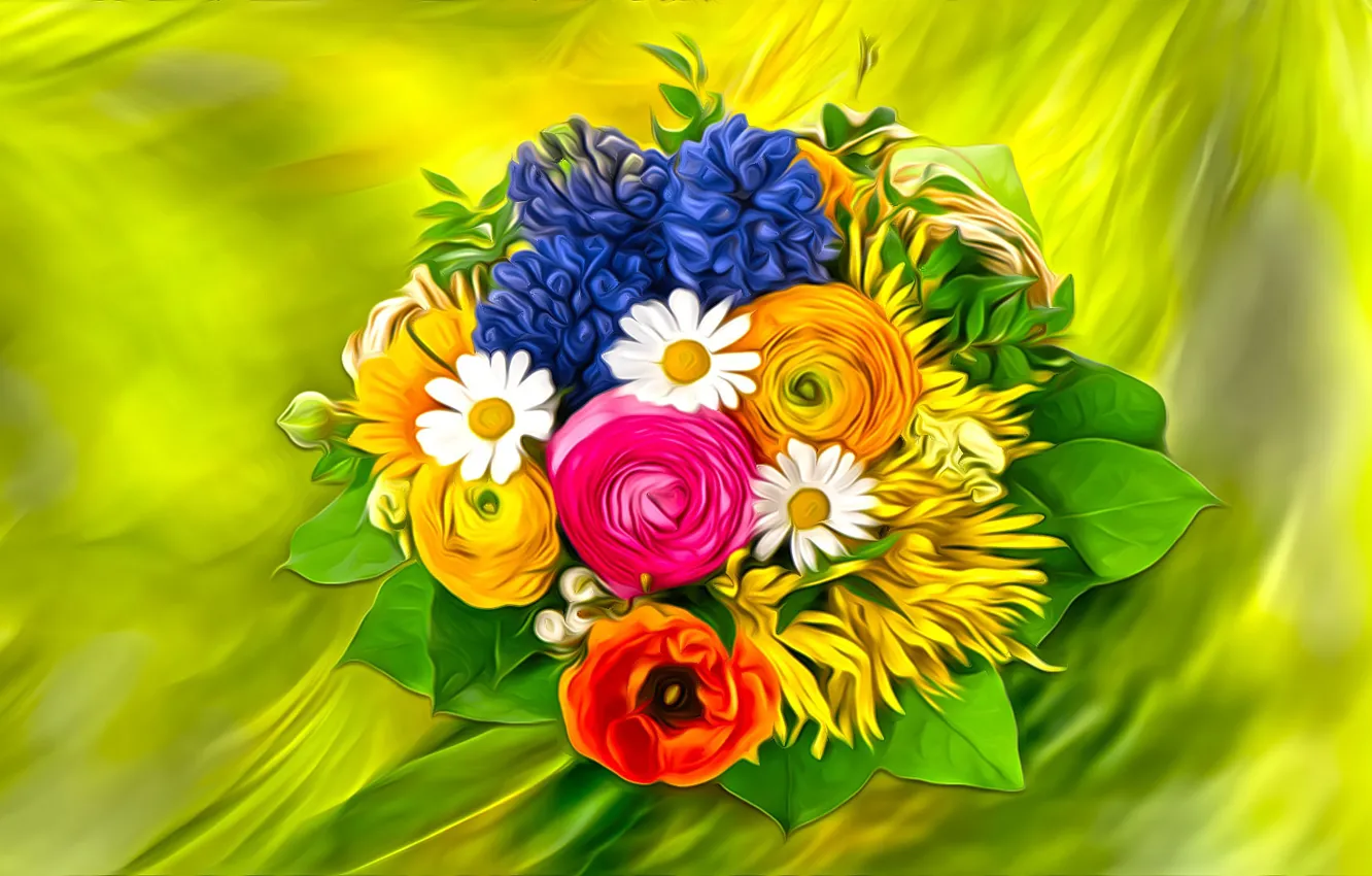 Photo wallpaper Graphics, Flowers, Bukiet