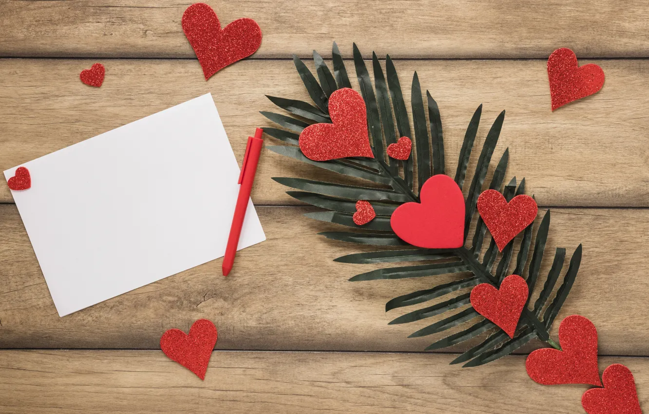 Photo wallpaper Valentine's day, branches, red, handle, holiday, congratulations, paper, heart