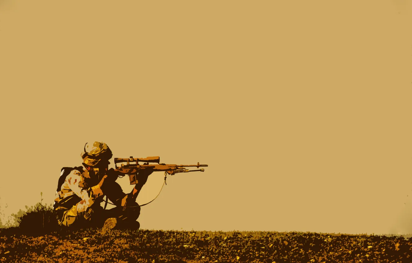 Photo wallpaper soldiers, sniper, sniper, waiting