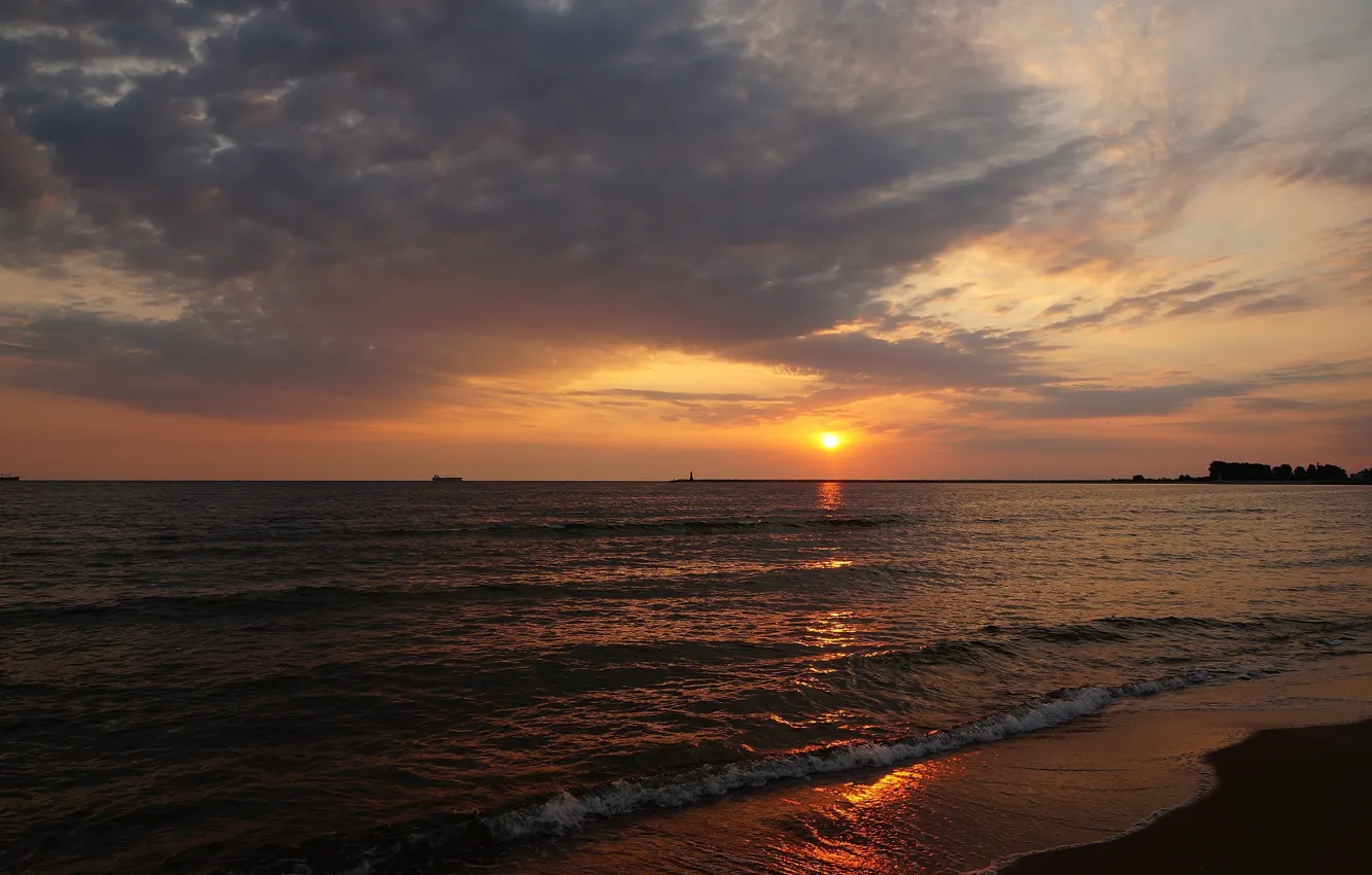 Photo wallpaper sea, ocean, sunset