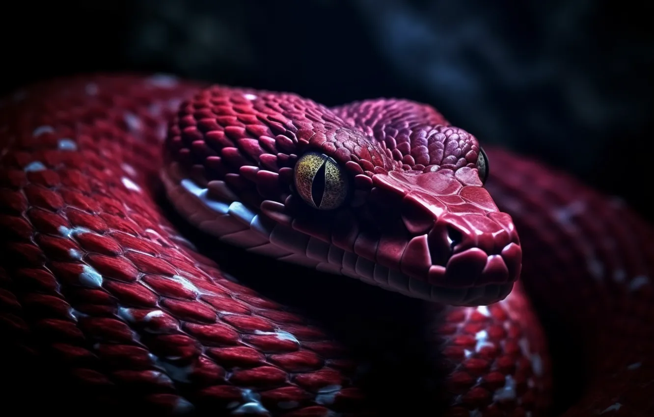 Photo wallpaper eyes, face, animal, danger, snake, black background, reptile, closeup