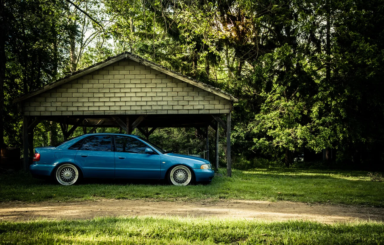 Photo wallpaper Audi, Audi, tuning, profile, blue, blue, stance