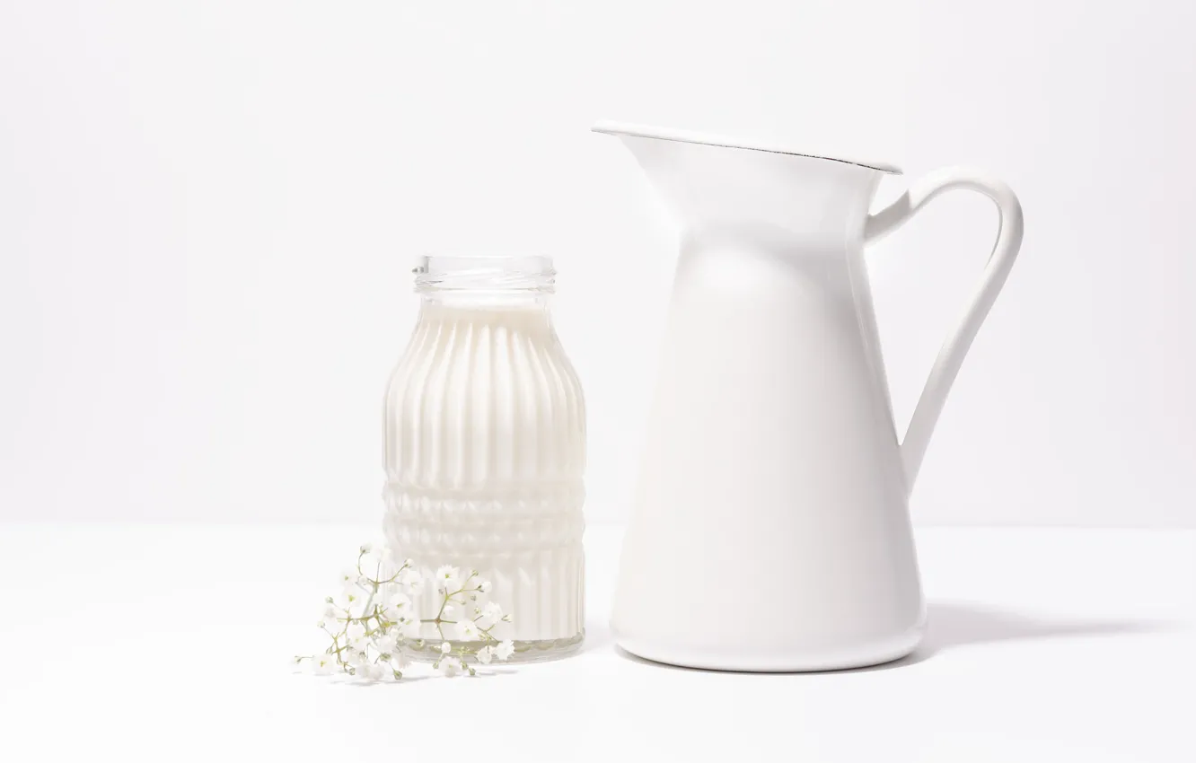 Photo wallpaper flowers, Bank, pitcher