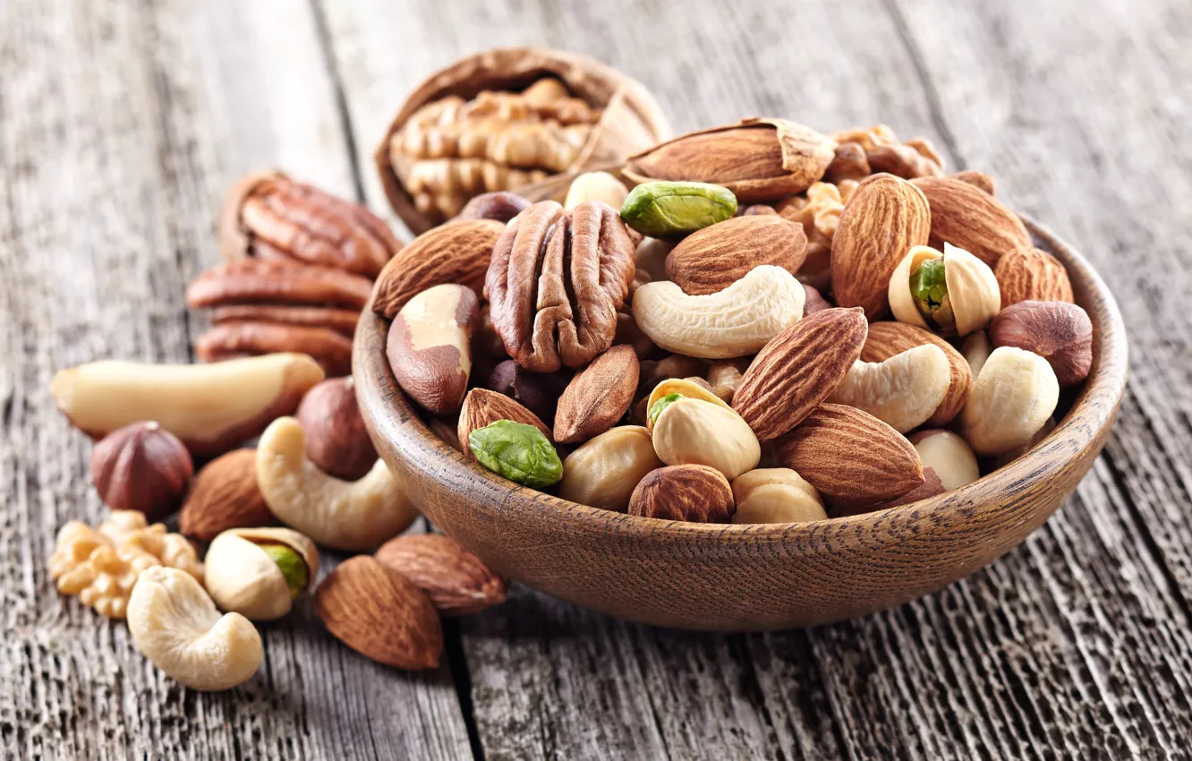 Photo wallpaper Board, Food, Nuts, Products, Food