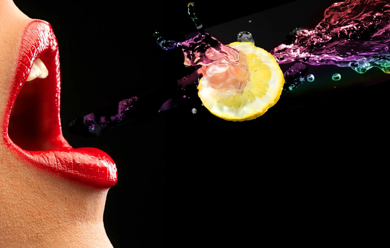 Photo wallpaper beautiful, mouth lemon