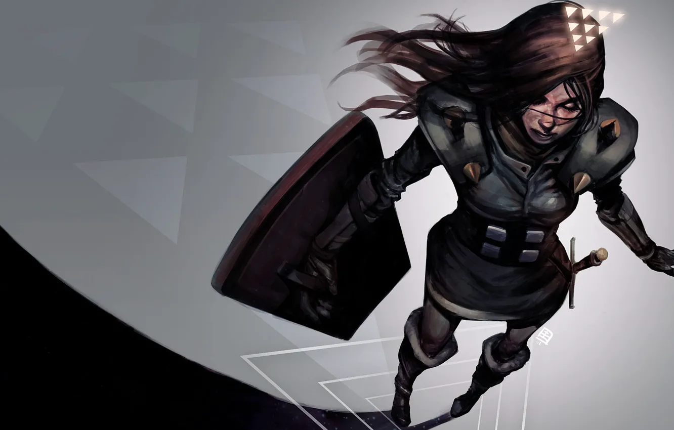 Photo wallpaper girl, armor, shield, Superbrothers: Sword &amp; Sworcery EP