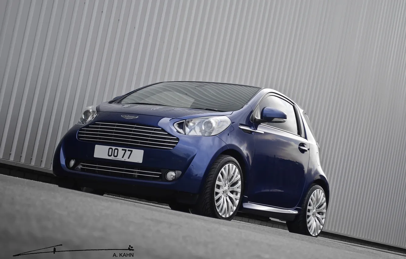 Photo wallpaper blue, wall, the inscription, Aston Martin, tuning, Aston Martin, tuning, the front