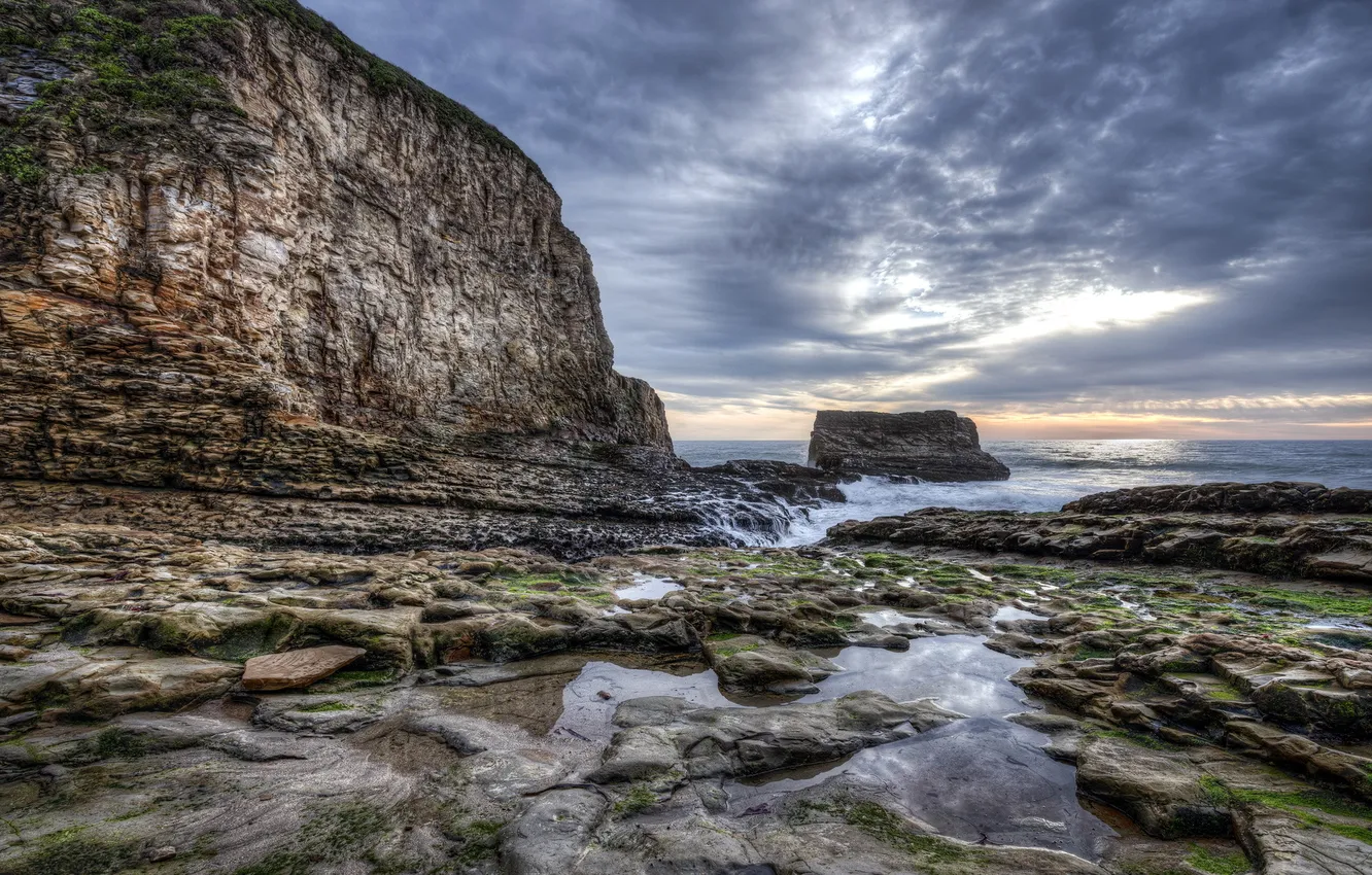 Photo wallpaper sea, landscape, rocks