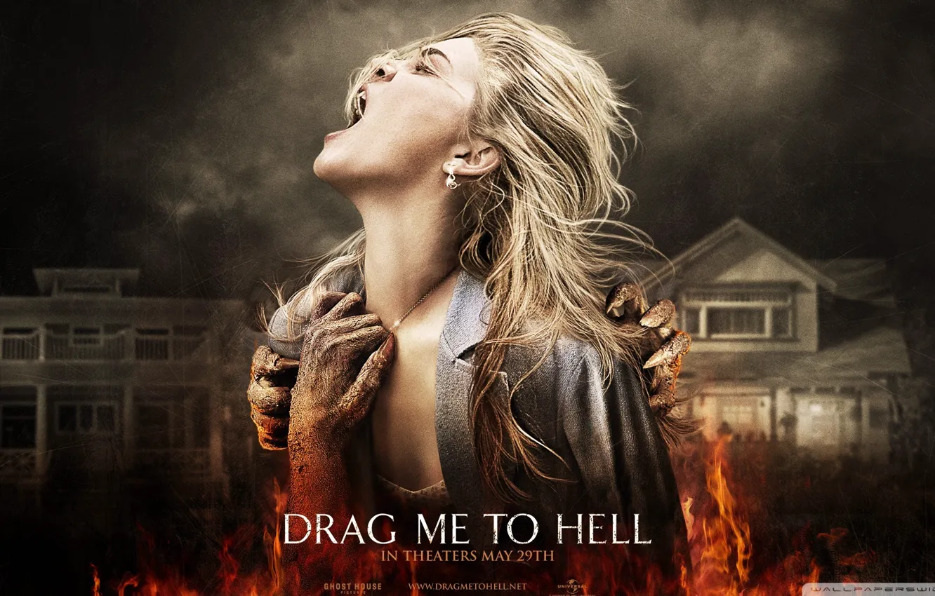 Photo wallpaper girl, fire, Drag Me to HELL, Drag Me To Hell, demons, shouts