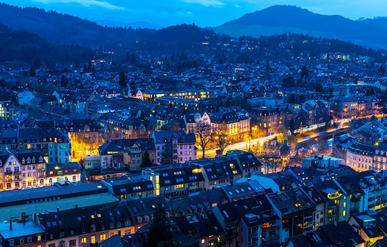 Photo wallpaper night, the city, lights