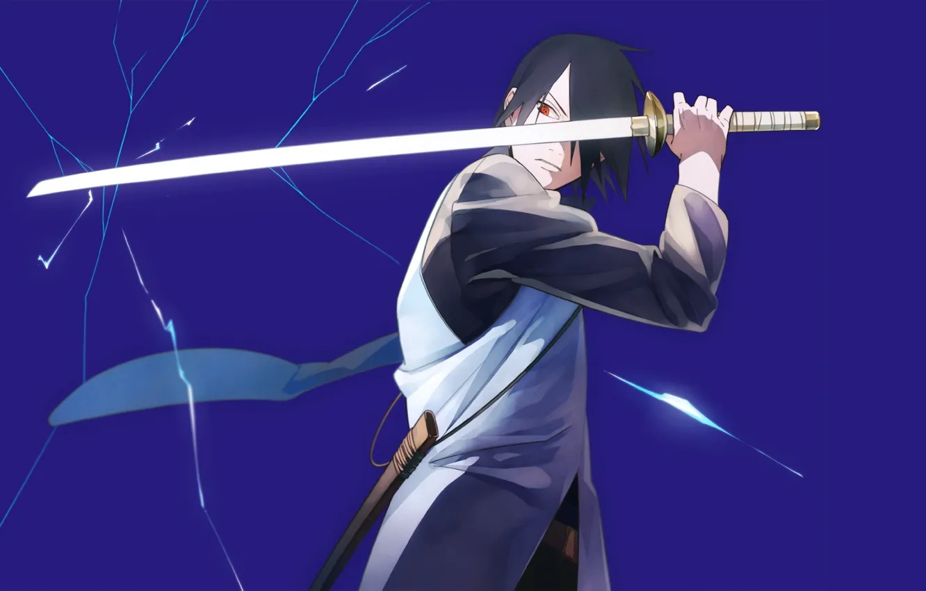 Photo wallpaper sword, anime, art, guy, Naruto, Naruto, Sasuke Uchiha