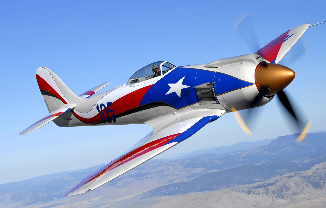 Photo wallpaper landscape, mountains, retro, pilot, propeller, the plane