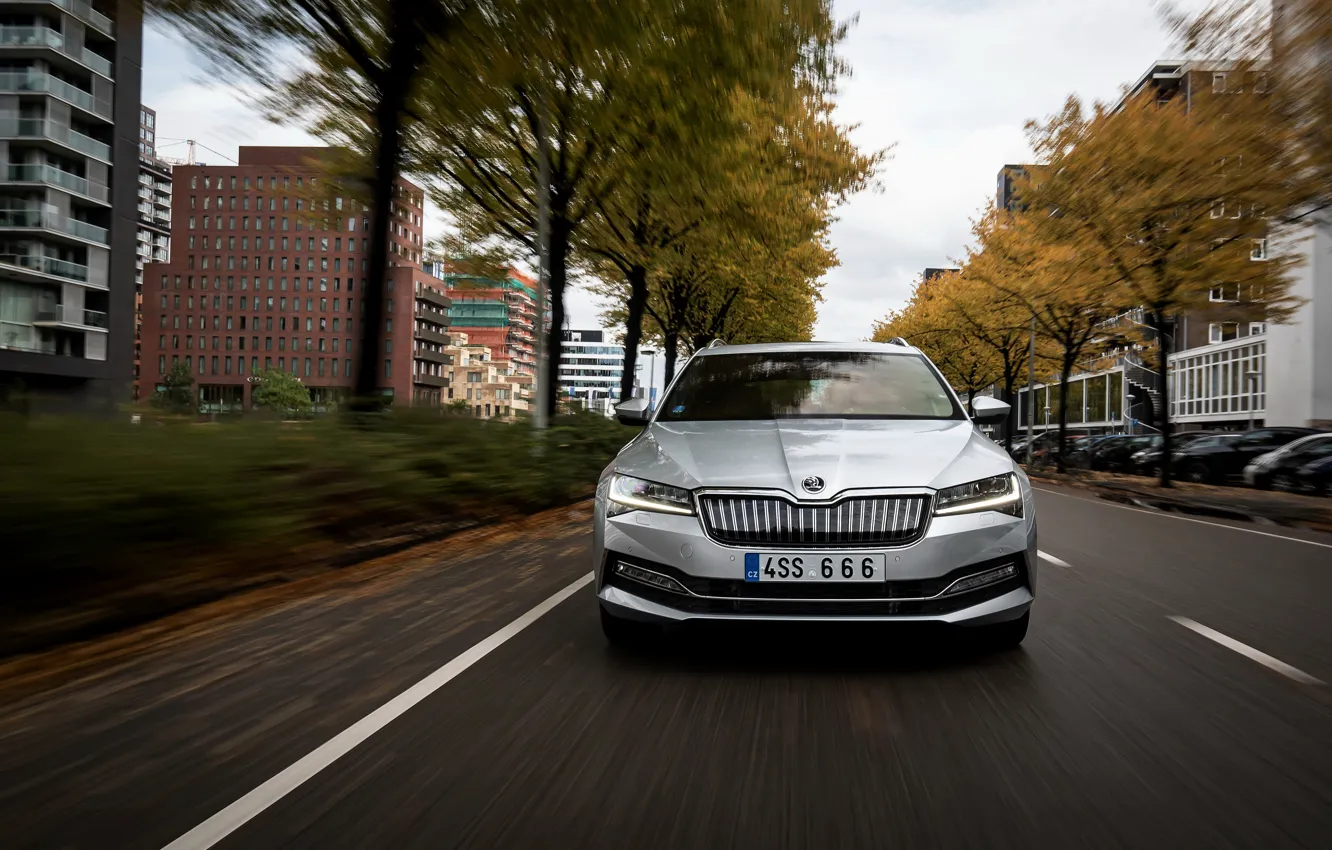Photo wallpaper front view, hybrid, Skoda, universal, Skoda, Superb, 2020, Superb Combi