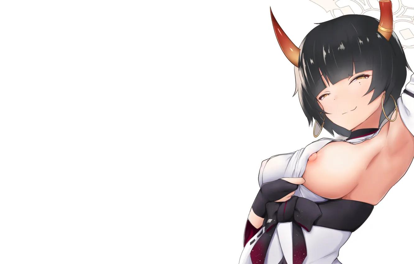 Photo wallpaper girl, Stretch, nipples, anime, breasts, babe, oppai, Barely