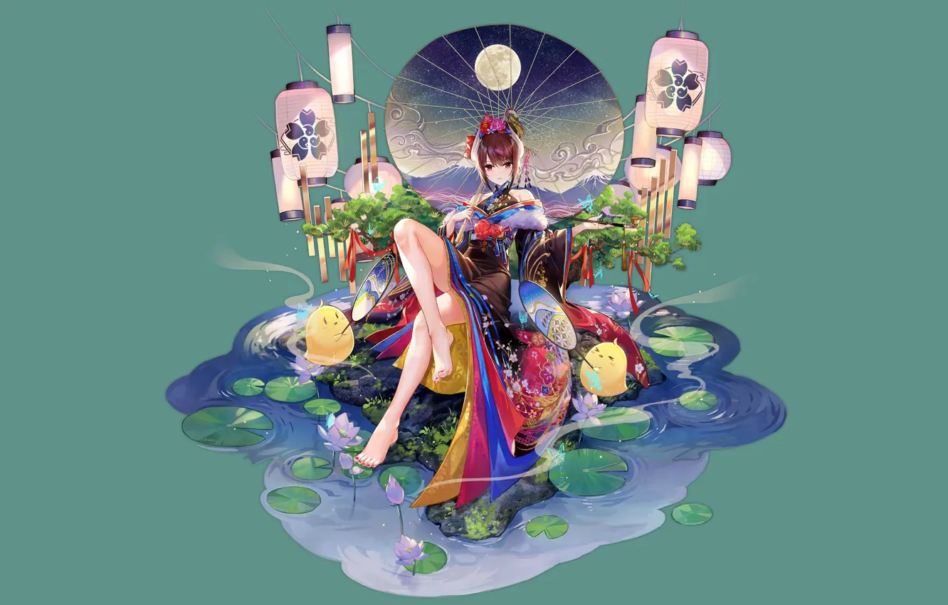 Photo wallpaper girl, sexy, dress, anime, beautiful, red eyes, short hair, pretty