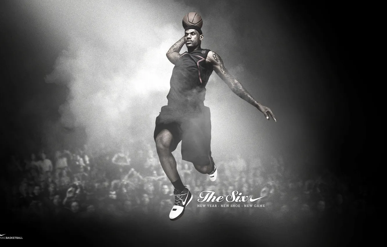 Photo wallpaper jump, the ball, James, Nike, basketball player, lebron