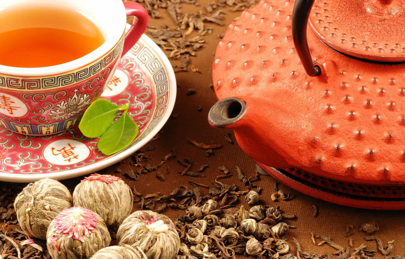 Photo wallpaper tea, kettle, Cup