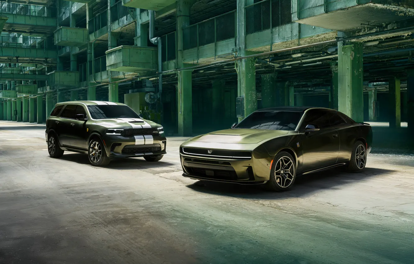Photo wallpaper side view, Front, muscle car, Dodge Charger, Dodge Durango, SUV, American Car, Scat Pack