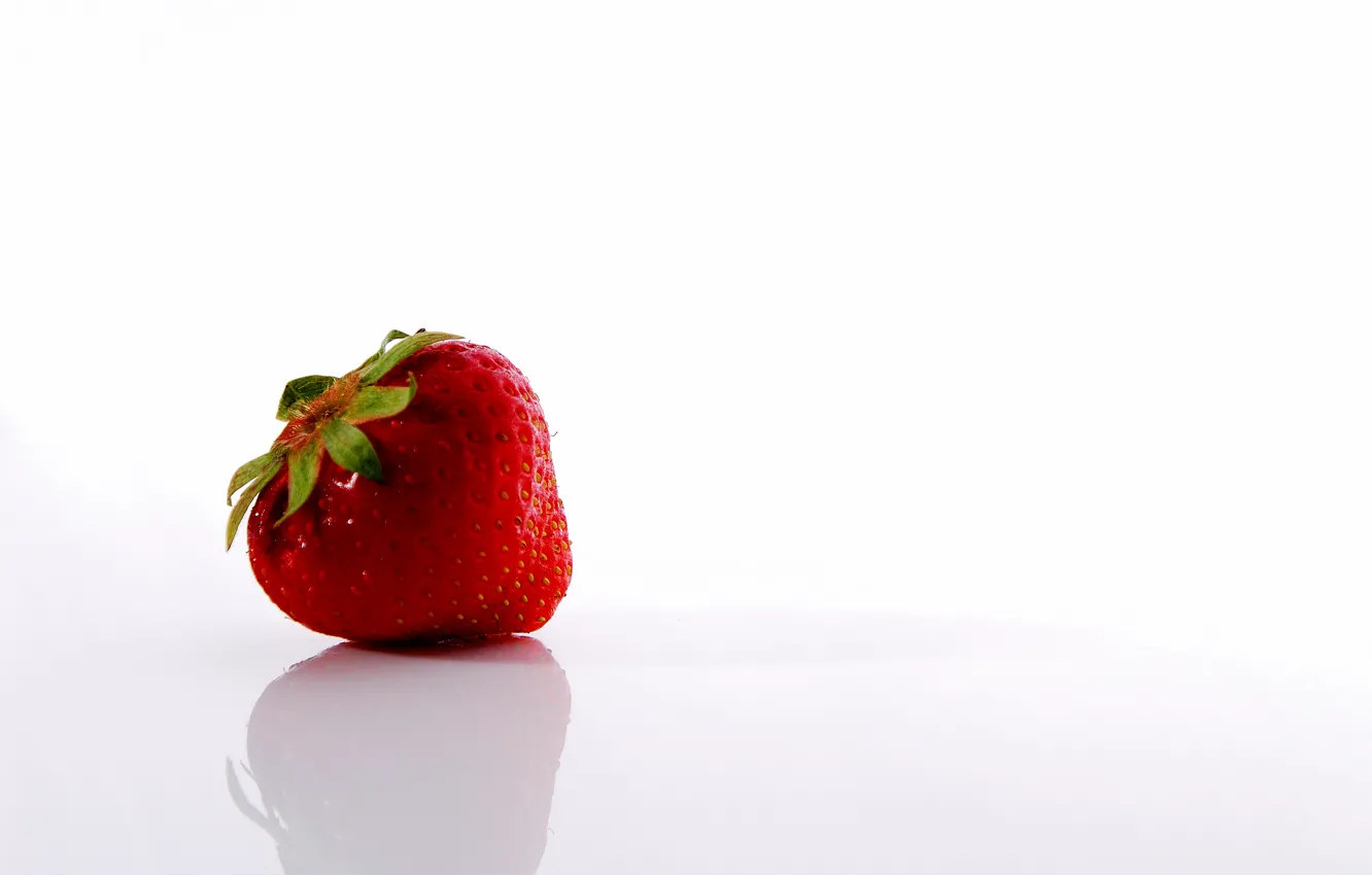 Photo wallpaper white, Strawberry, Red