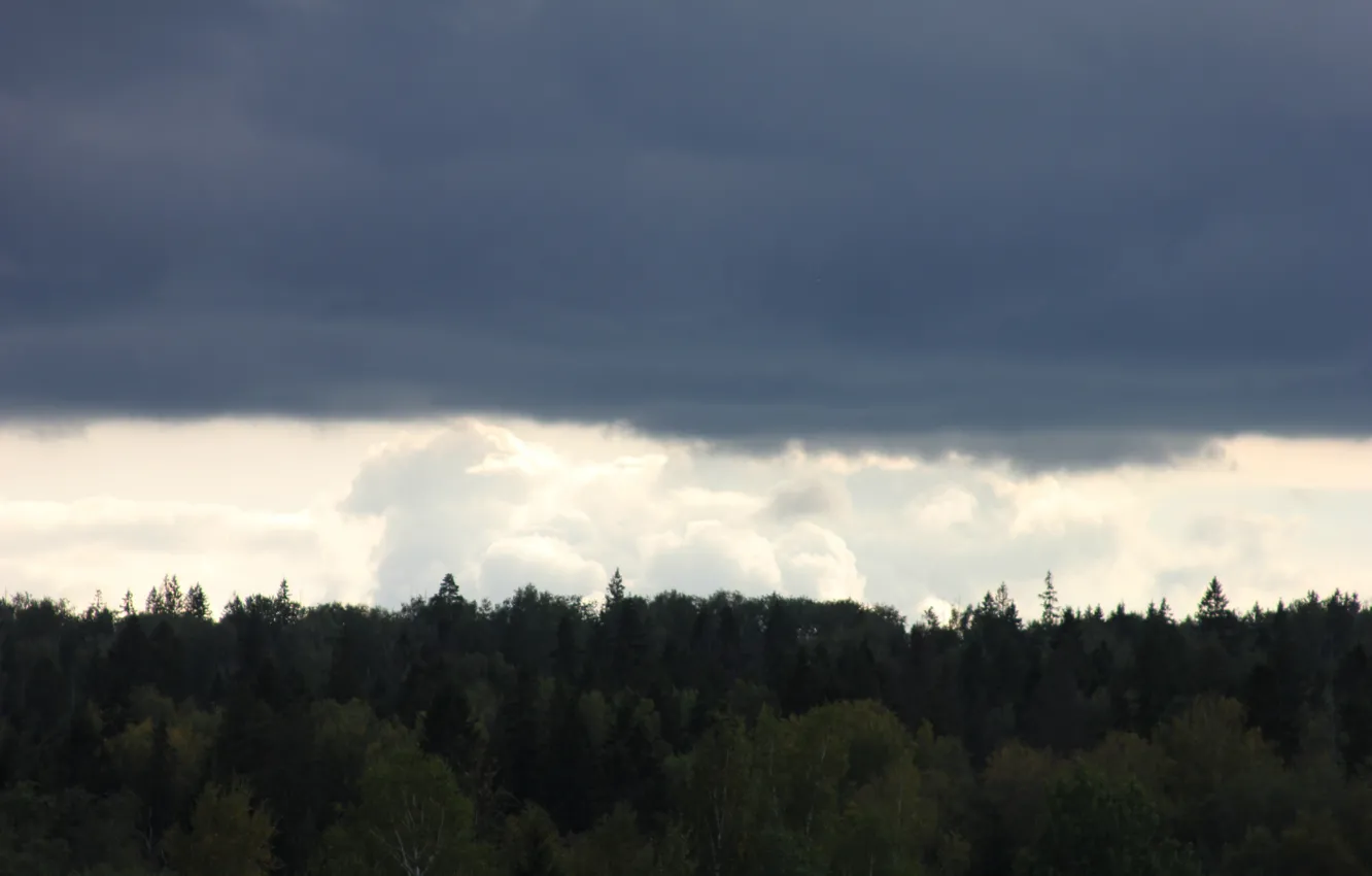 Photo wallpaper autumn, forest, clouds, stay, God, sleeping, cottage, When