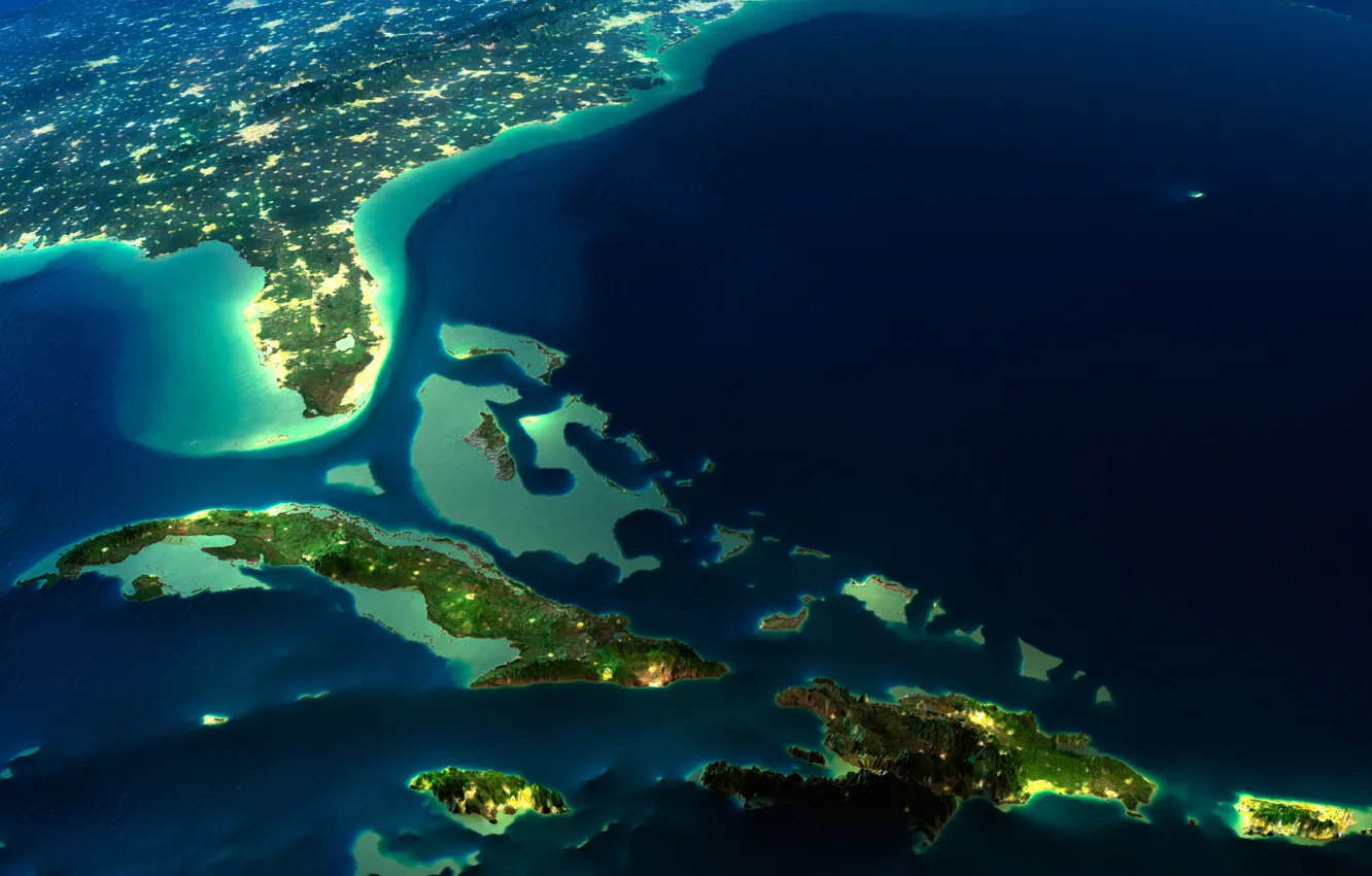 Photo wallpaper photo, earth, Cuba, FL, NASA