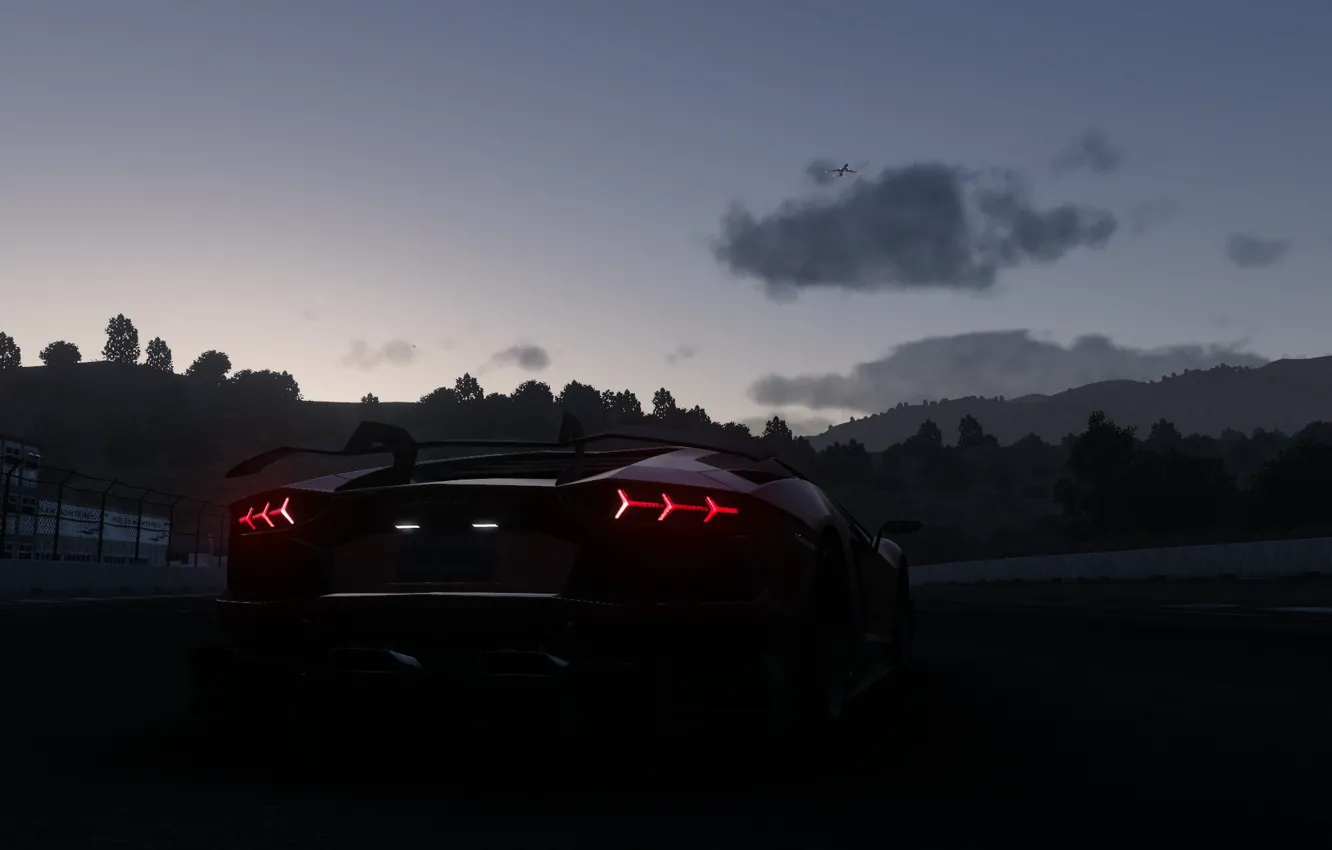 Photo wallpaper night, Aventador, The Crew, Lamboghini