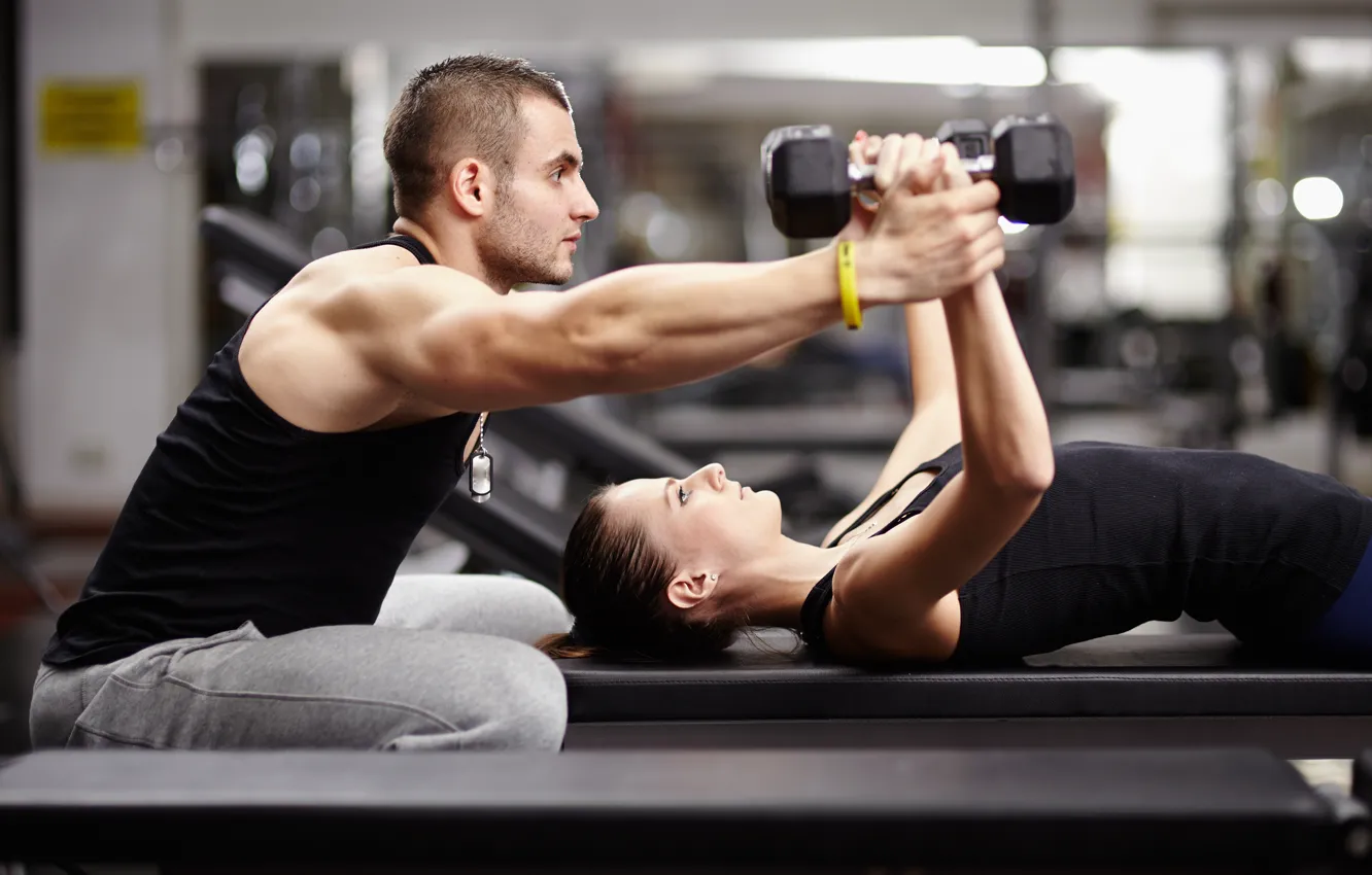 Photo wallpaper gym, physical activity, personal trainer