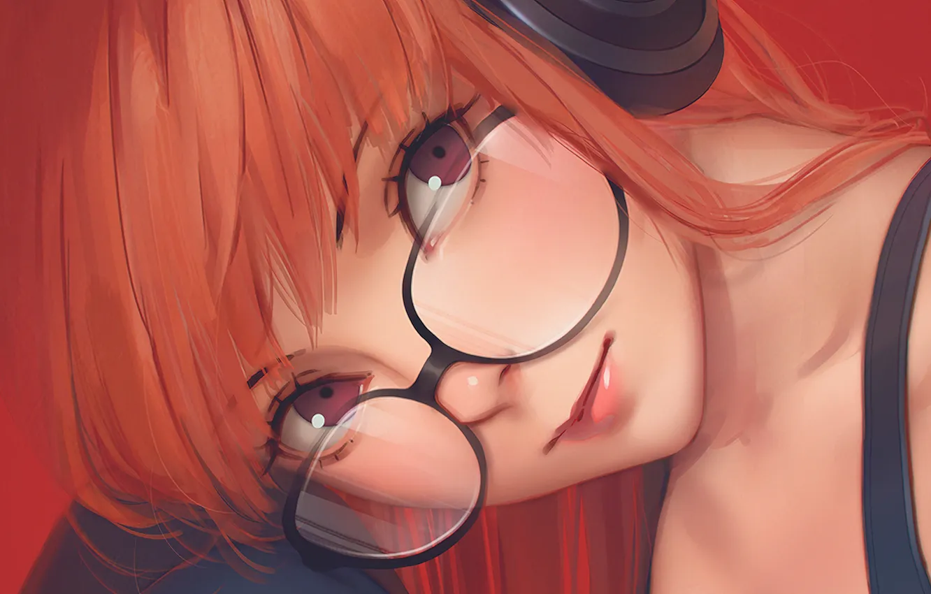 Photo wallpaper anime, Person 5, Character, Futaba Sakura, red hair girl, glasses girl
