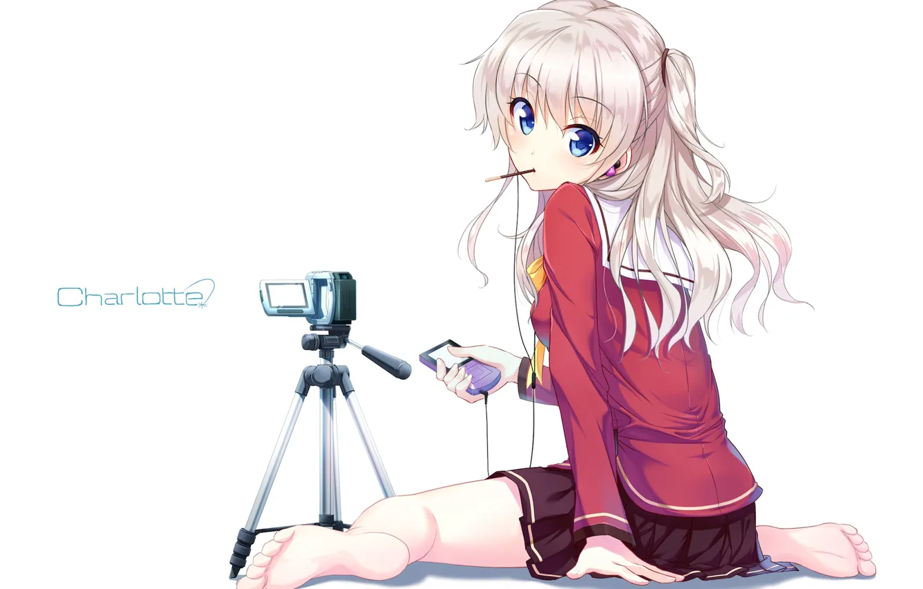 Photo wallpaper girl, anime, art, the camera, Charlotte, Charlotte