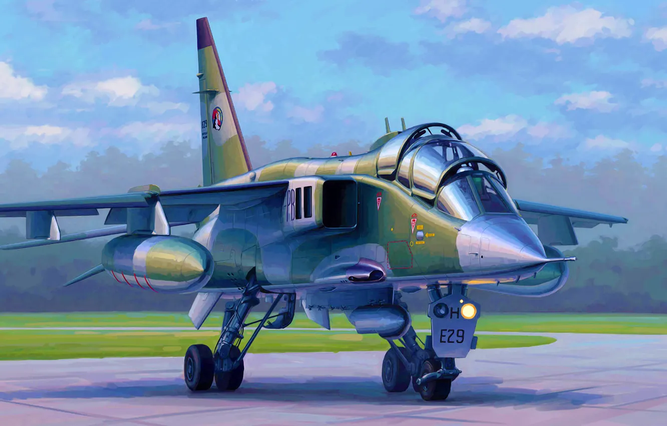 Photo wallpaper art, painting, jet, French Jaguar E