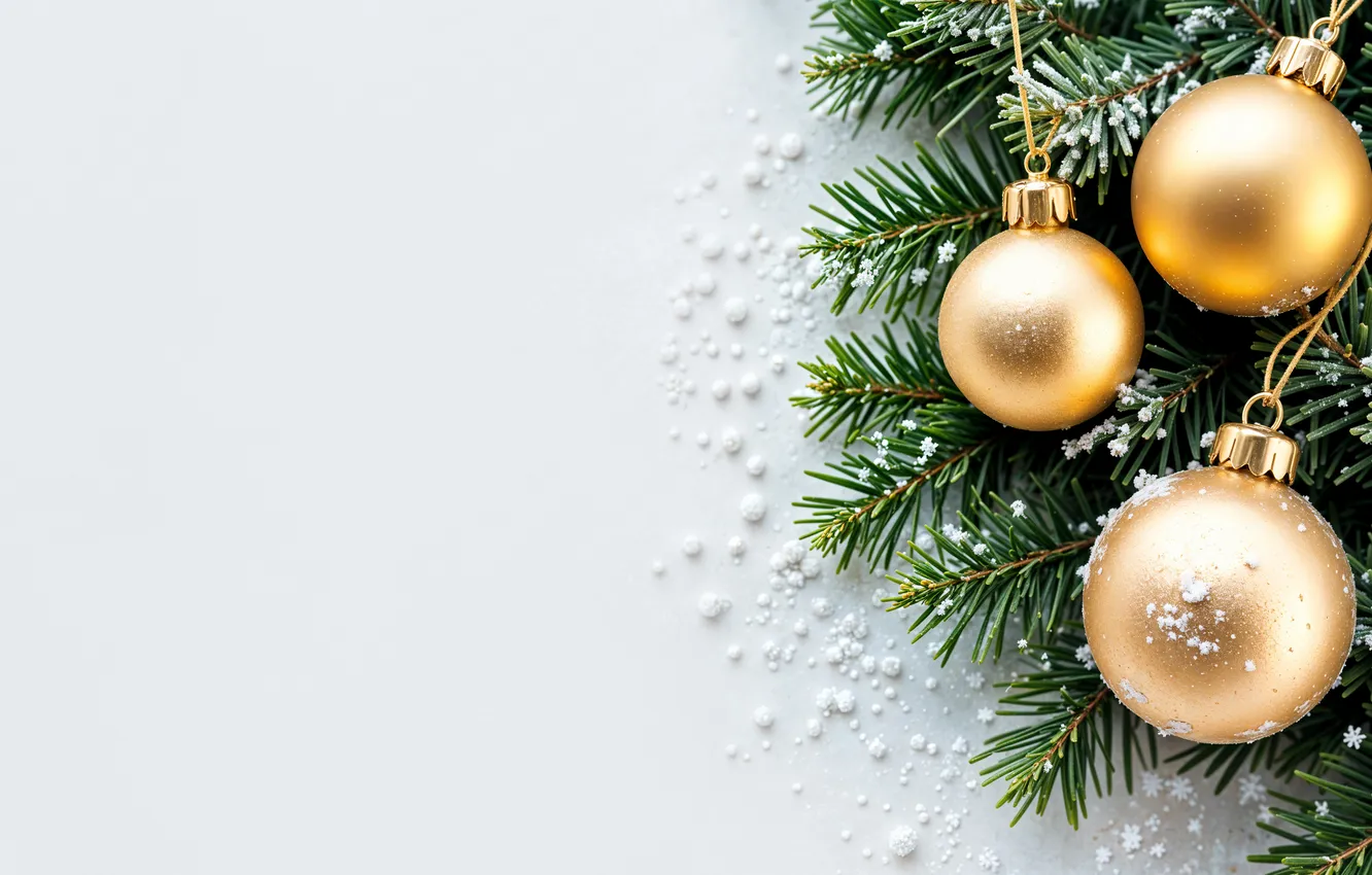 Photo wallpaper decoration, background, balls, new year, Christmas, golden, Christmas, balls