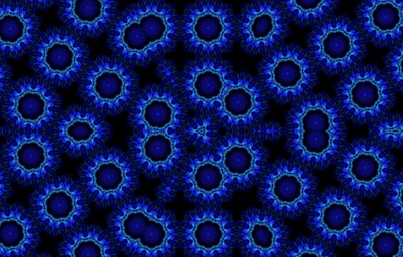 Photo wallpaper flowers, blue, pattern