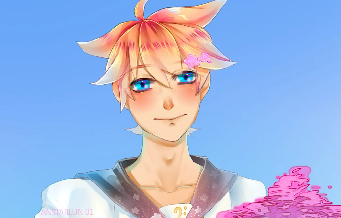 Photo wallpaper guy, vocaloid, blonde, kagamine len, ANSTARLUN 01, kagaminelen