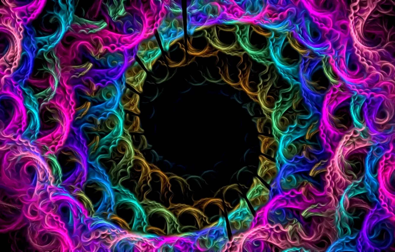 Photo wallpaper color, abstraction, fractal, black background, plexus